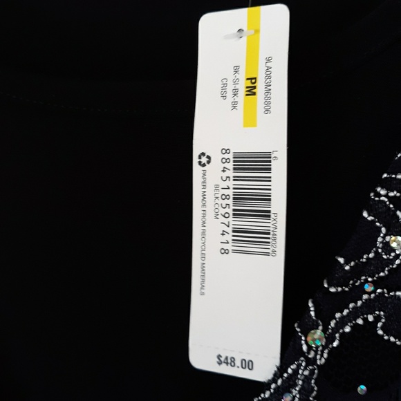 Black Sparkling Holiday Top  Petite Medium - Picture 3 of 8